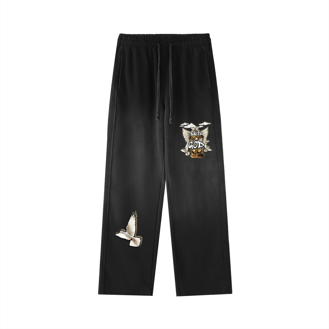 Faith in GOD Vintage Washed Gradient Straight-Leg Sweatpants