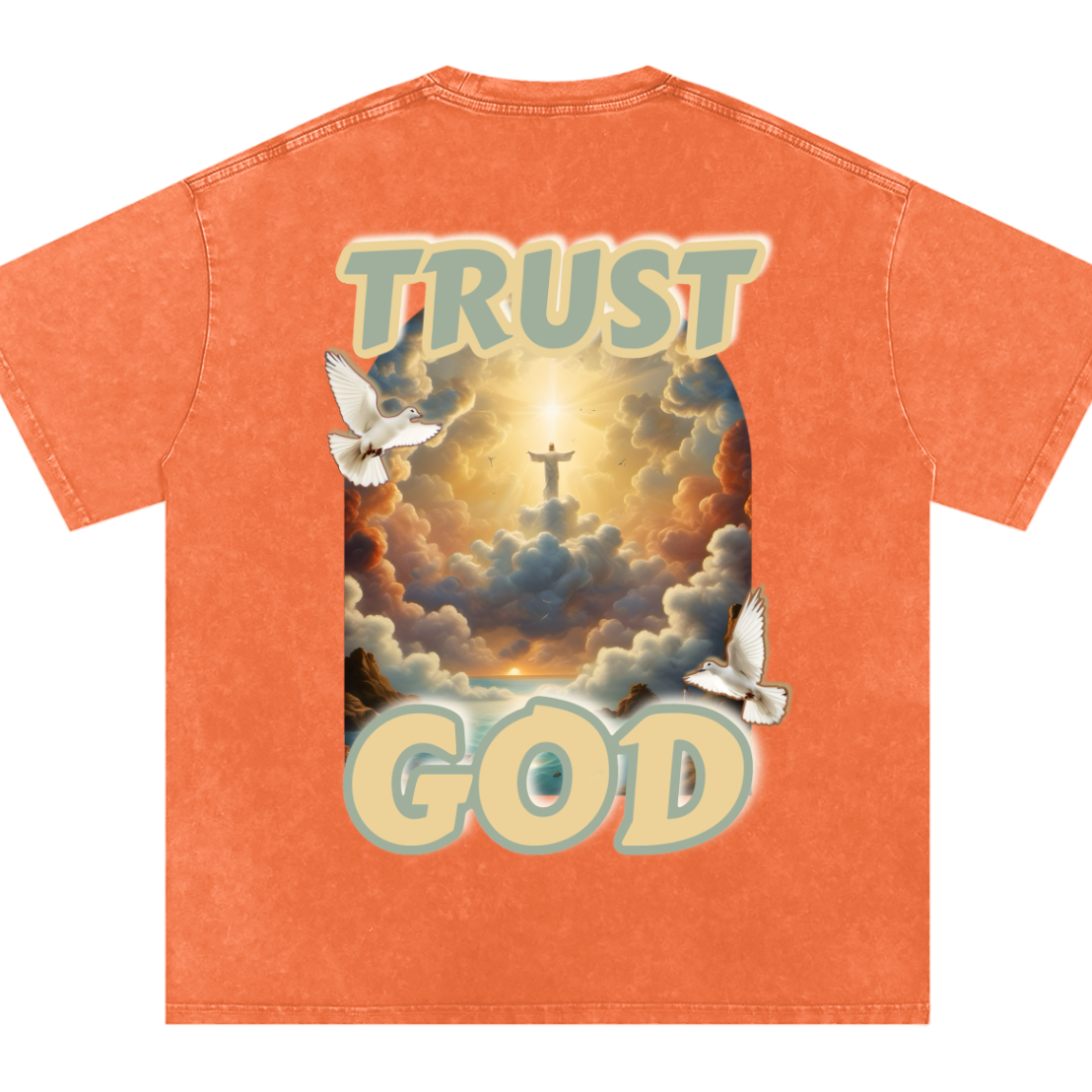 "TRUST GOD" Washed Oversized Cotton T-Shirt