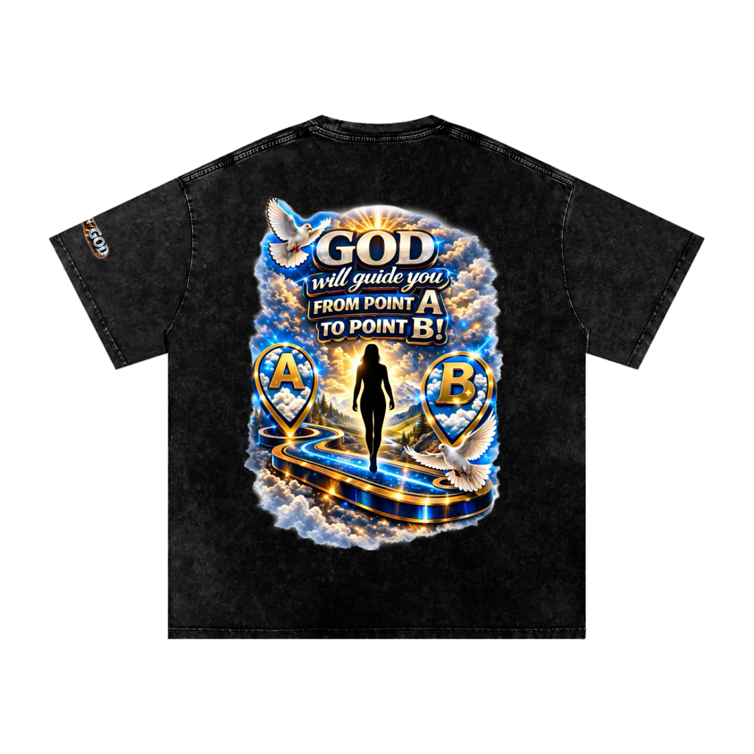 Women of GOD Walk by Faith Snow Washed Oversized Cotton T-Shirt