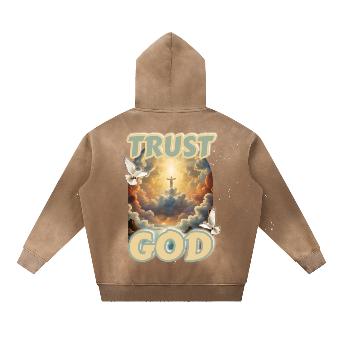 TRUST GOD Vintage Washed Frayed Hoodie