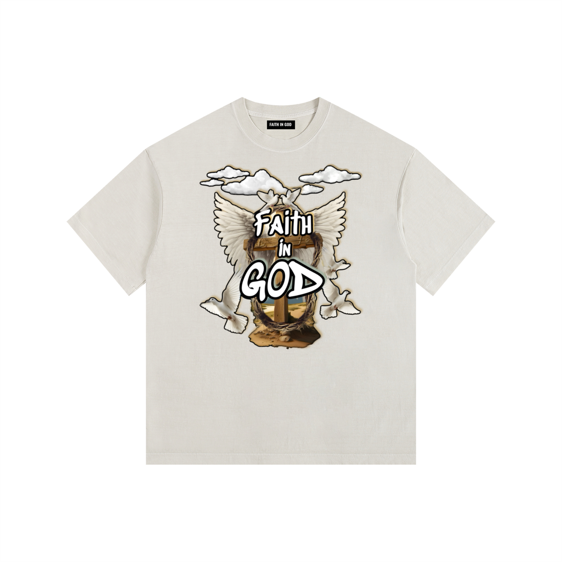 Faith in GOD Vintage Washed Oversized Tee