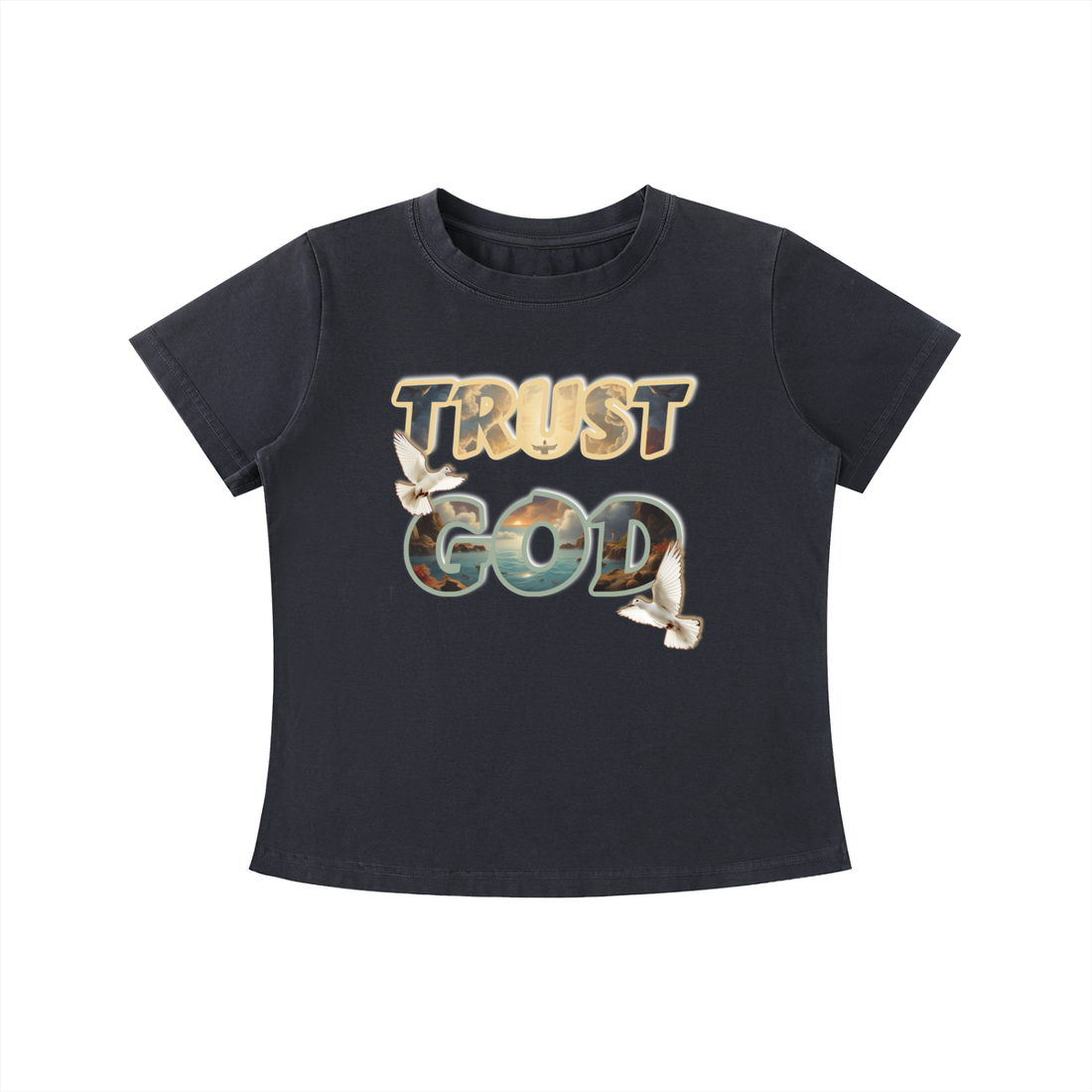 "TRUST GOD" Wash Slim Fit T-shirt