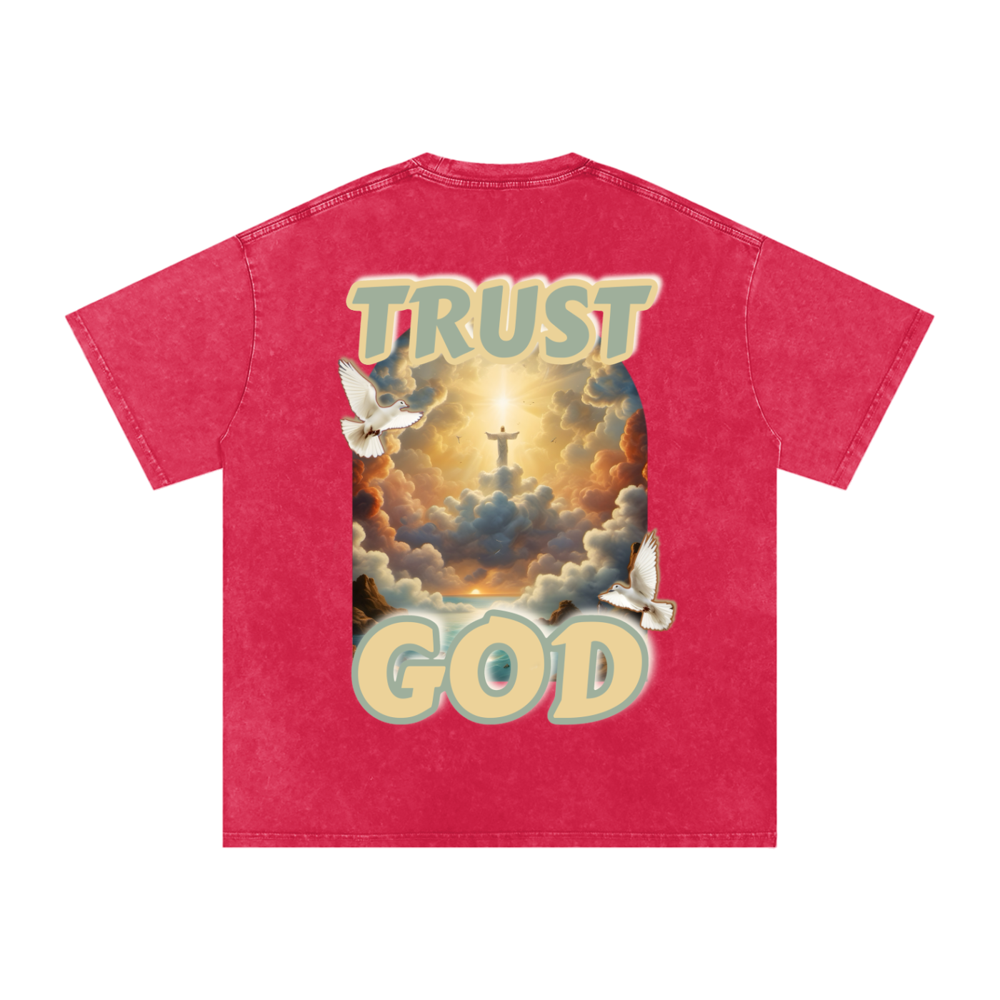 "TRUST GOD" Washed Oversized Cotton T-Shirt