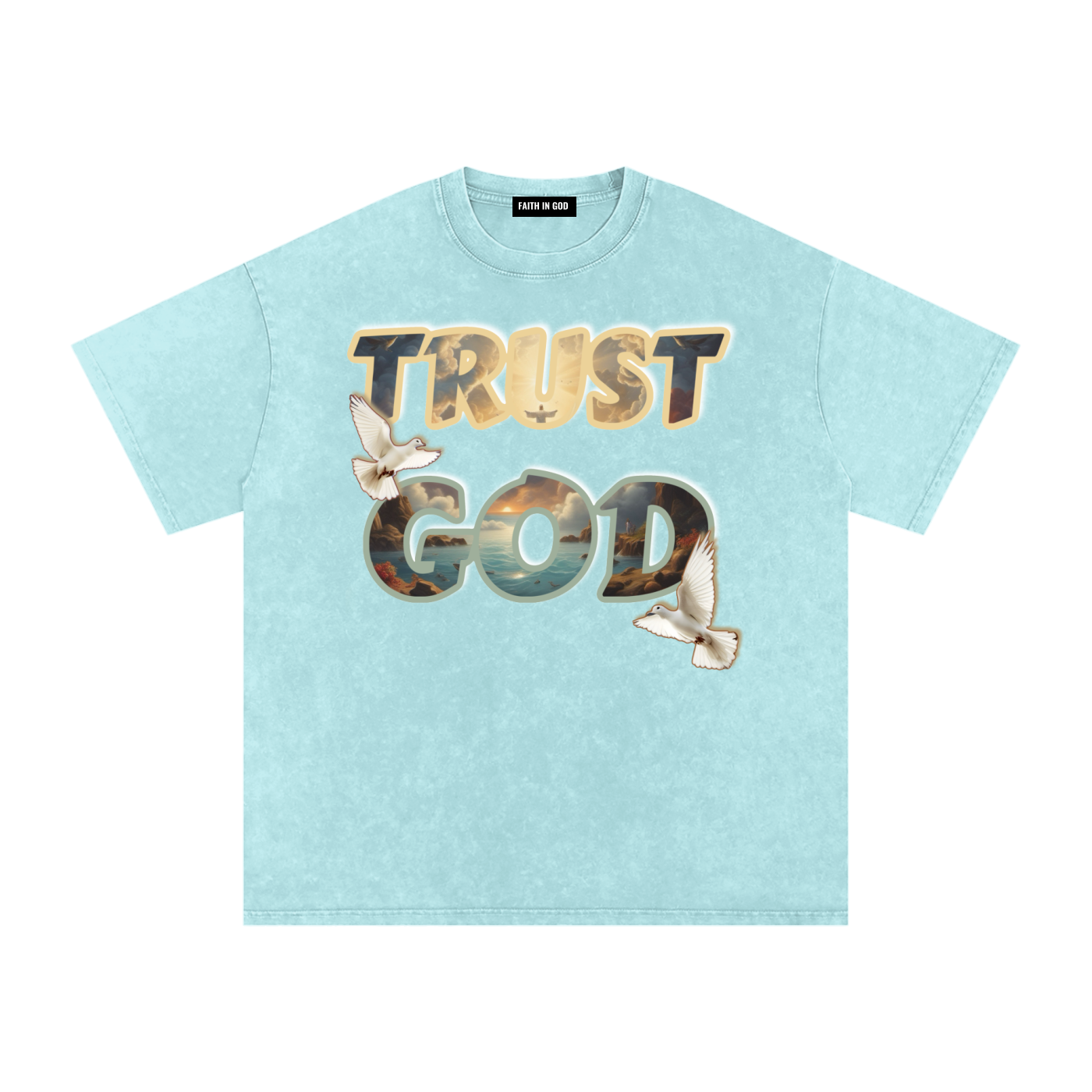 "TRUST GOD" Washed Oversized Cotton T-Shirt
