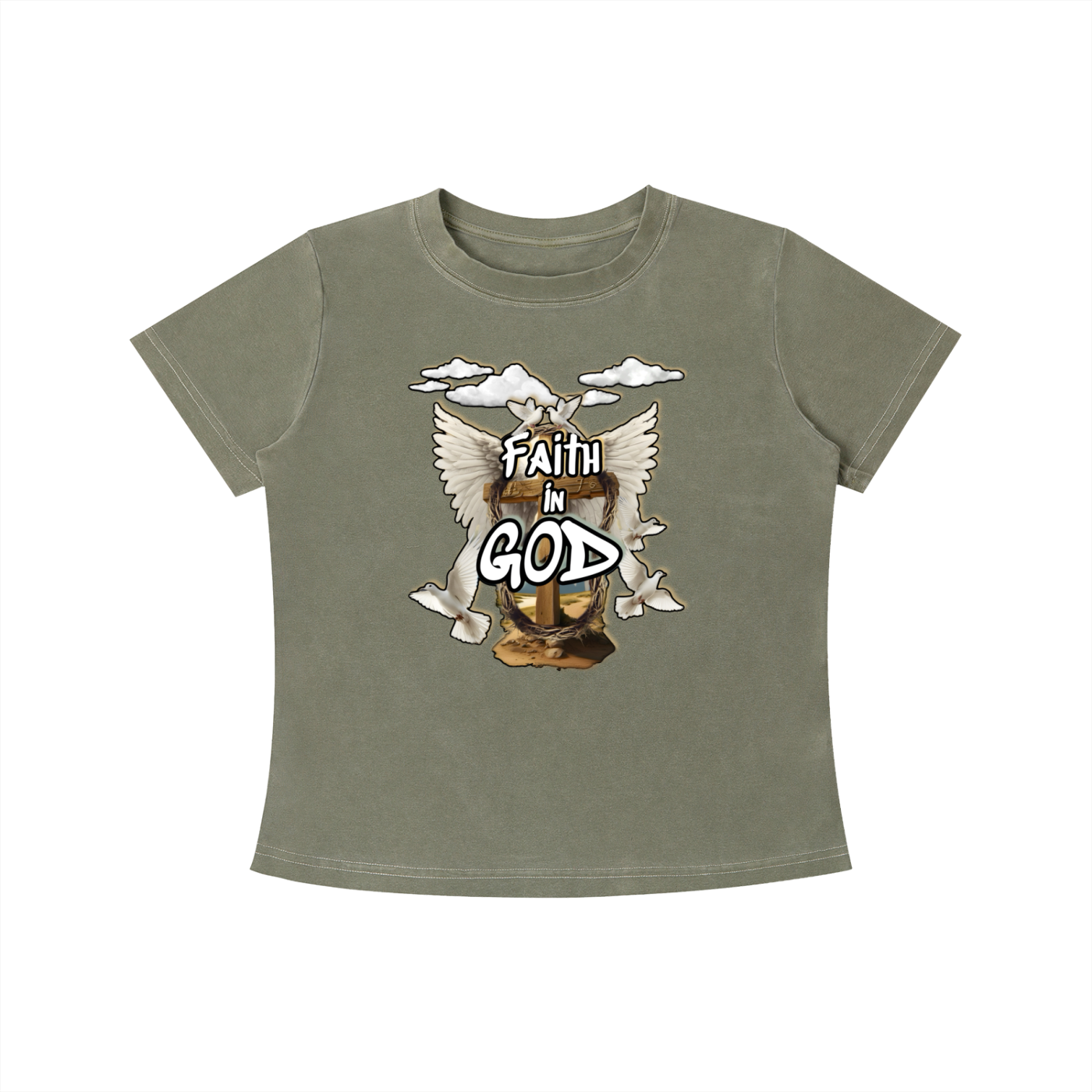 Women’s Faith in GOD Vintage Wash Slim Fit T-shirt