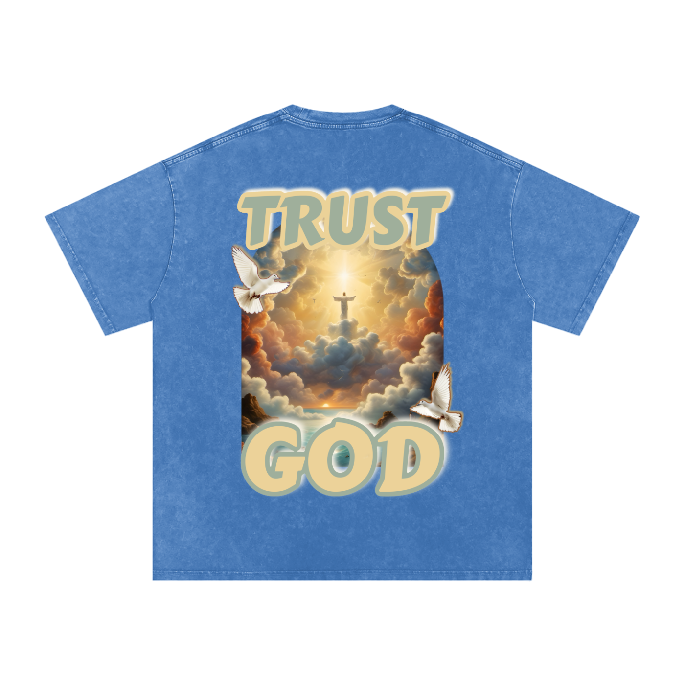 "TRUST GOD" Washed Oversized Cotton T-Shirt