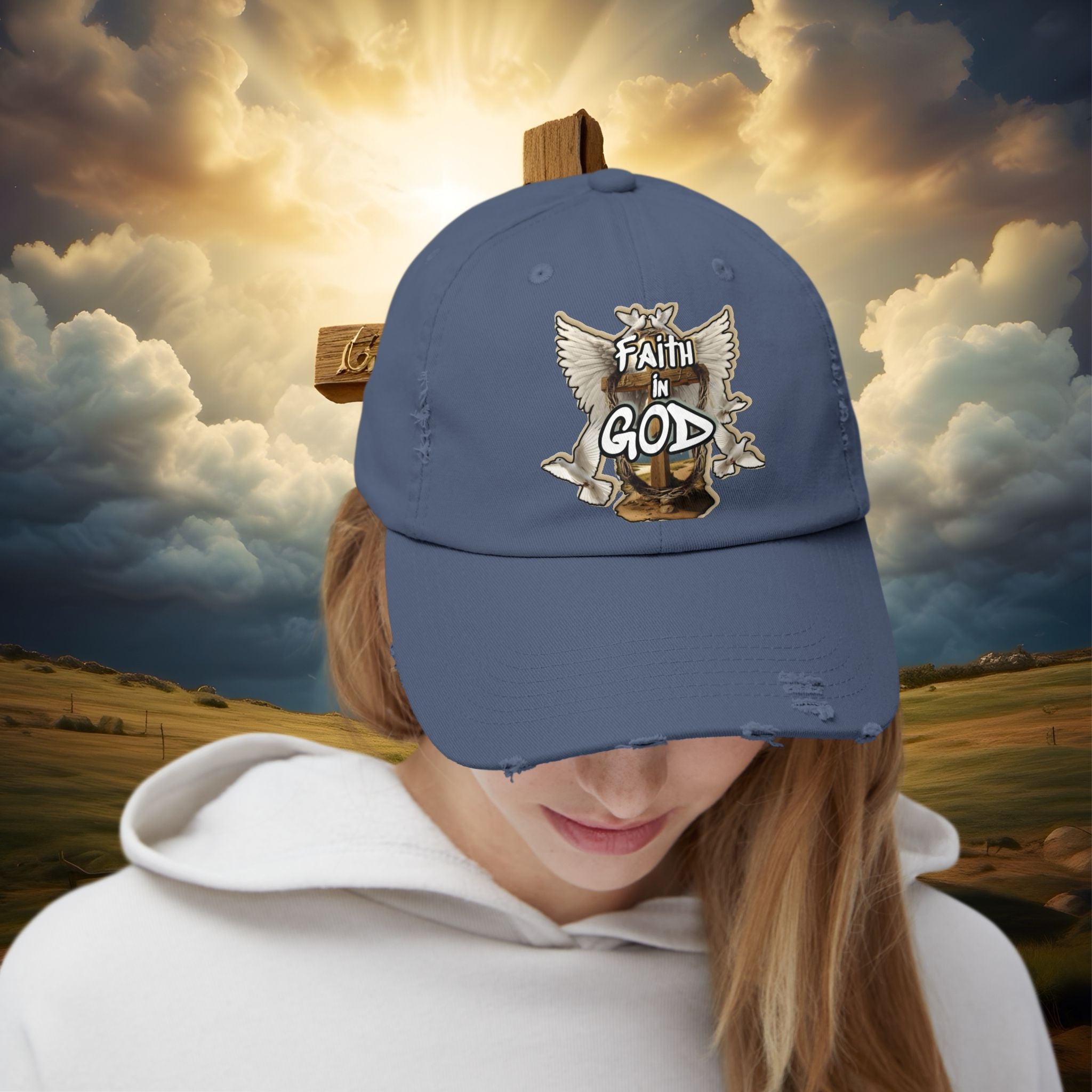 “Faith in GOD” Distressed Cap