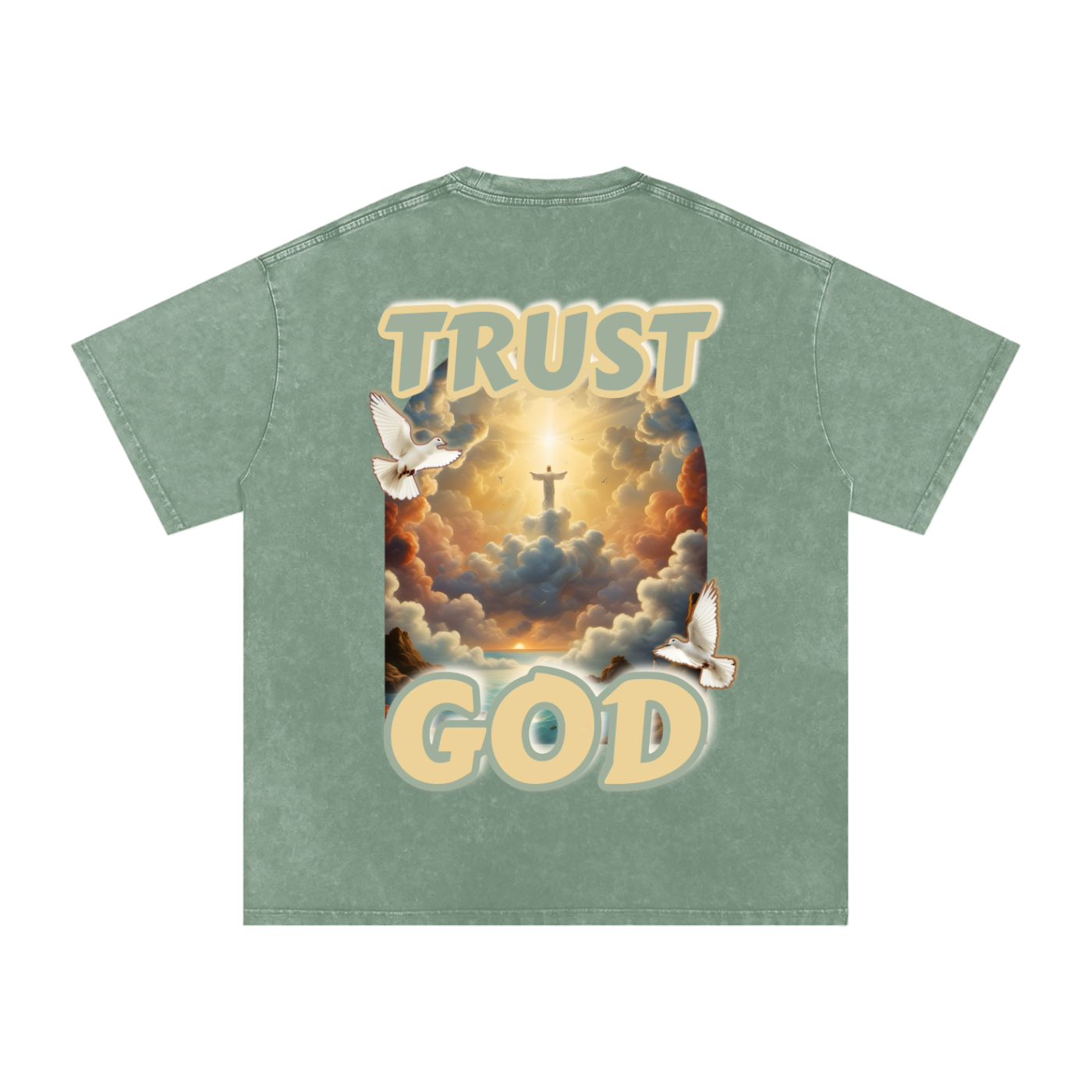 "TRUST GOD" Washed Oversized Cotton T-Shirt