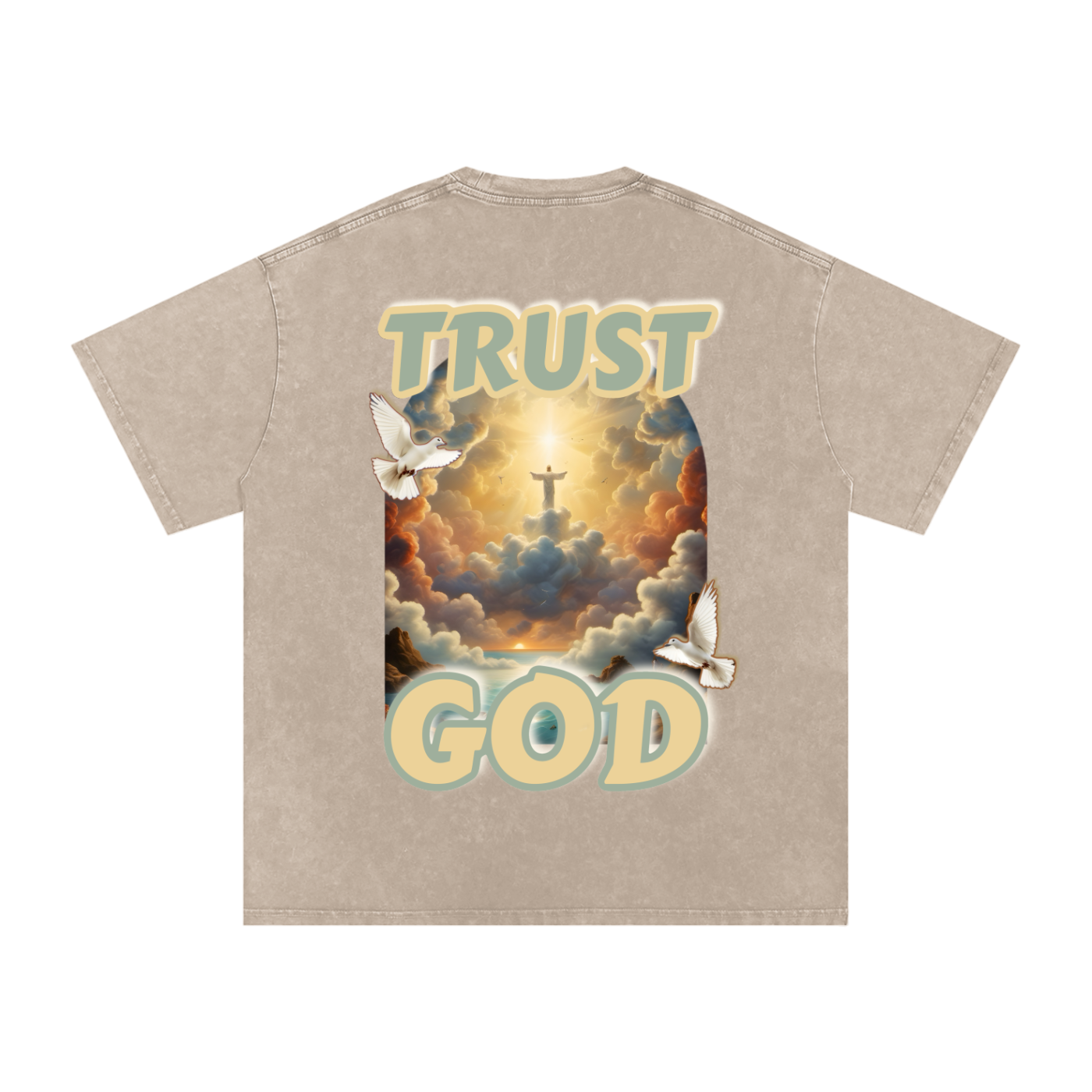 "TRUST GOD" Washed Oversized Cotton T-Shirt