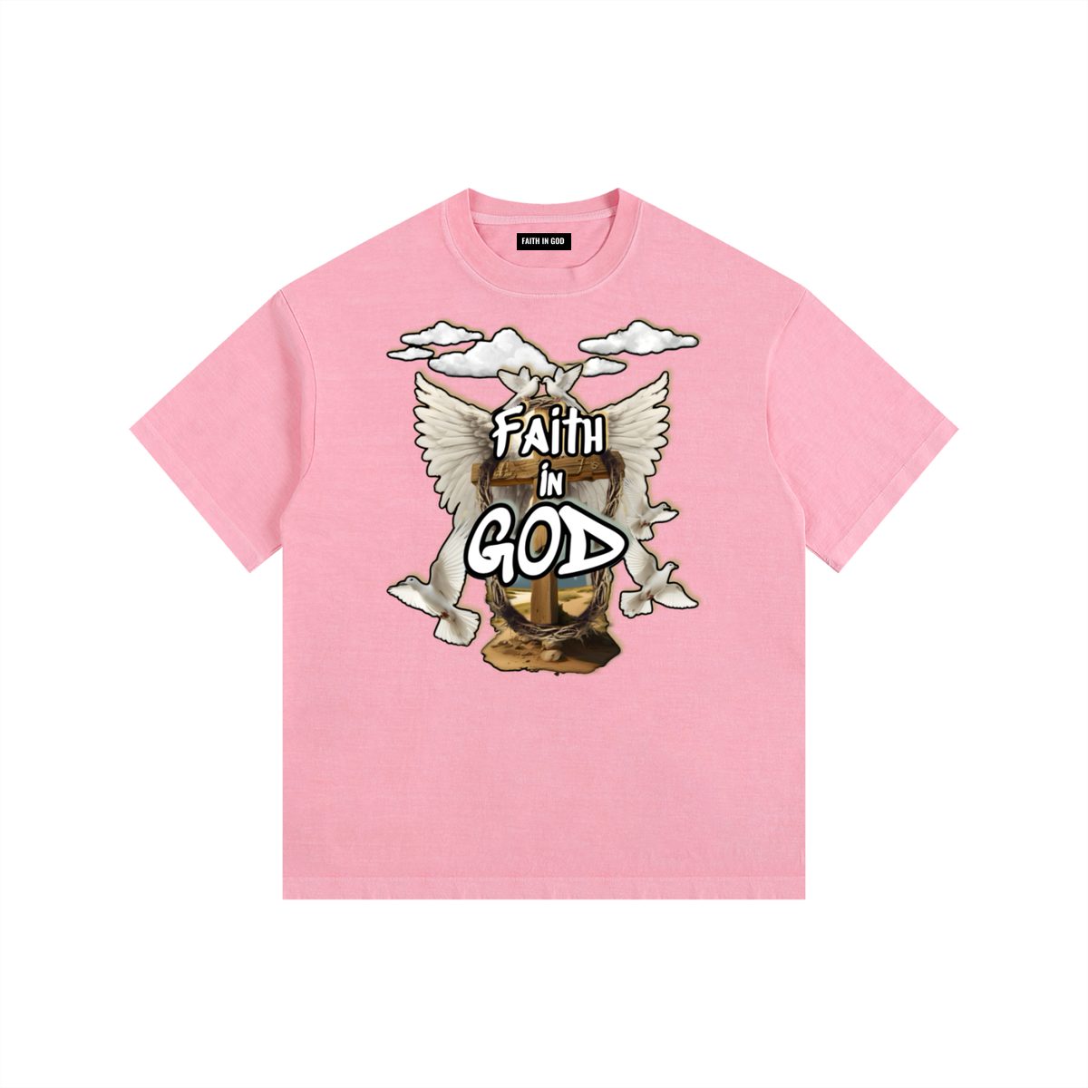 Faith in GOD Vintage Washed Oversized Tee