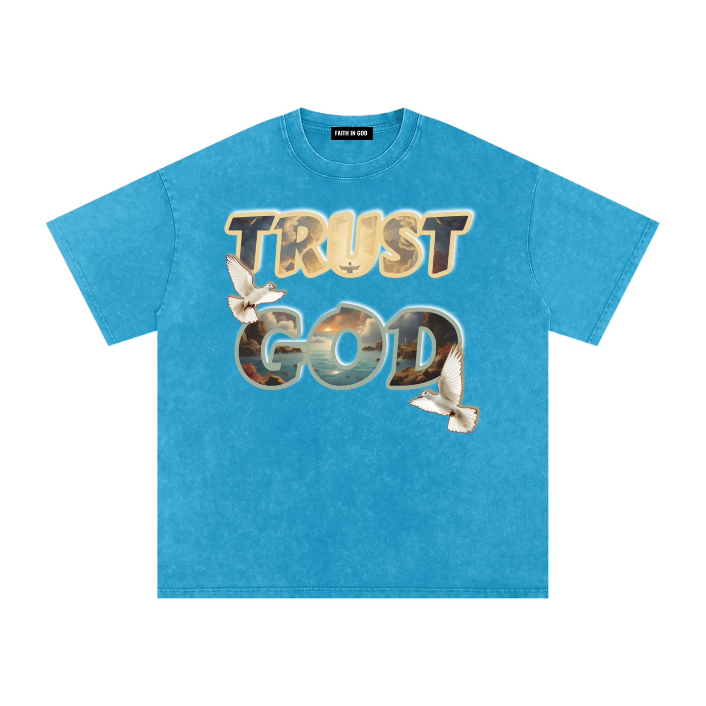 "TRUST GOD" Washed Oversized Cotton T-Shirt