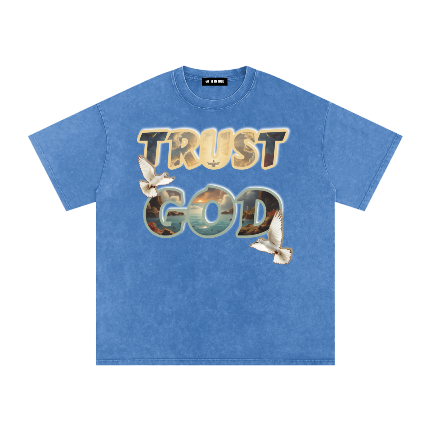 "TRUST GOD" Washed Oversized Cotton T-Shirt