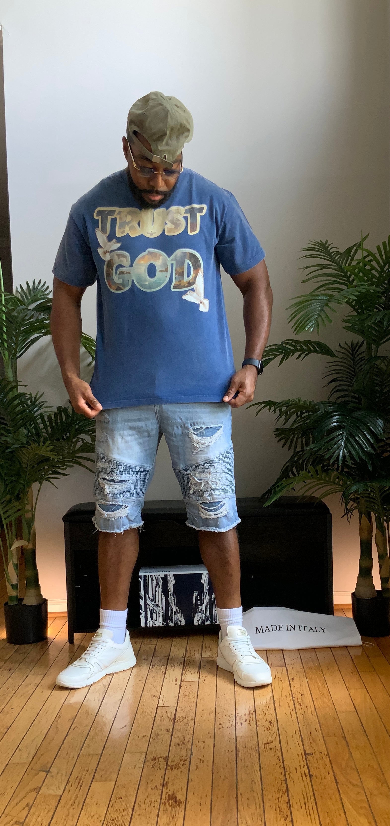 TRUST GOD Washed Oversized Cotton T-Shirt