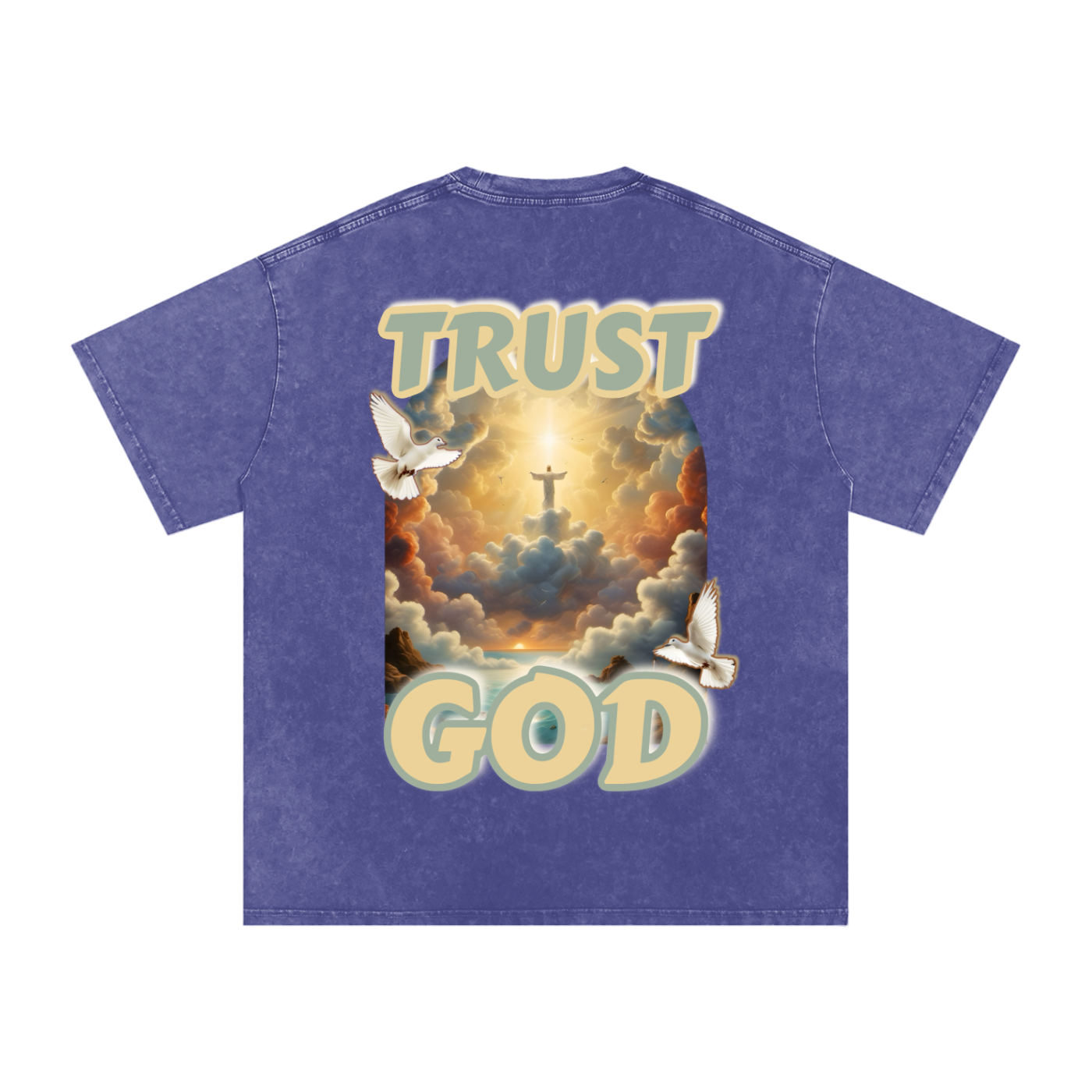 "TRUST GOD" Washed Oversized Cotton T-Shirt