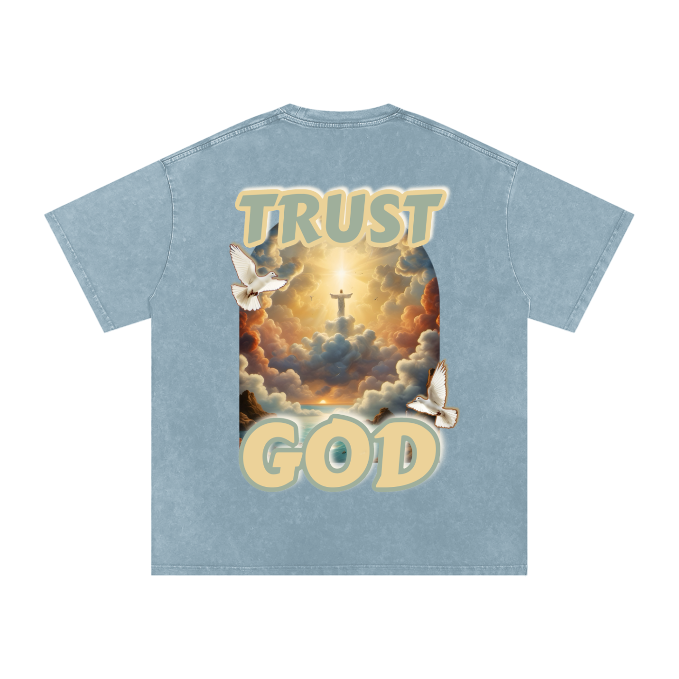 "TRUST GOD" Washed Oversized Cotton T-Shirt