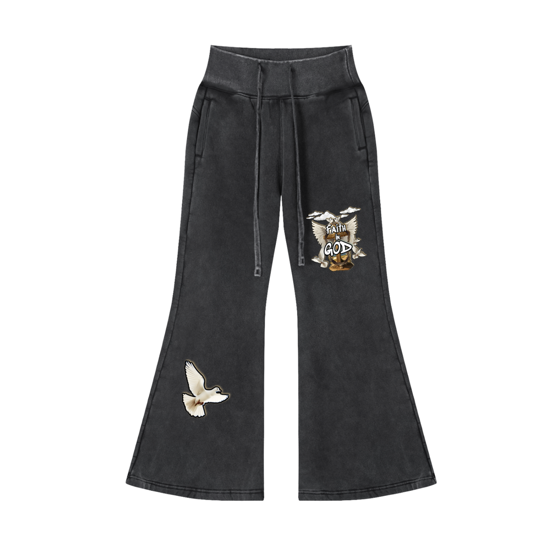 Faith in GOD Vintage Washed Flared Fleece Pants
