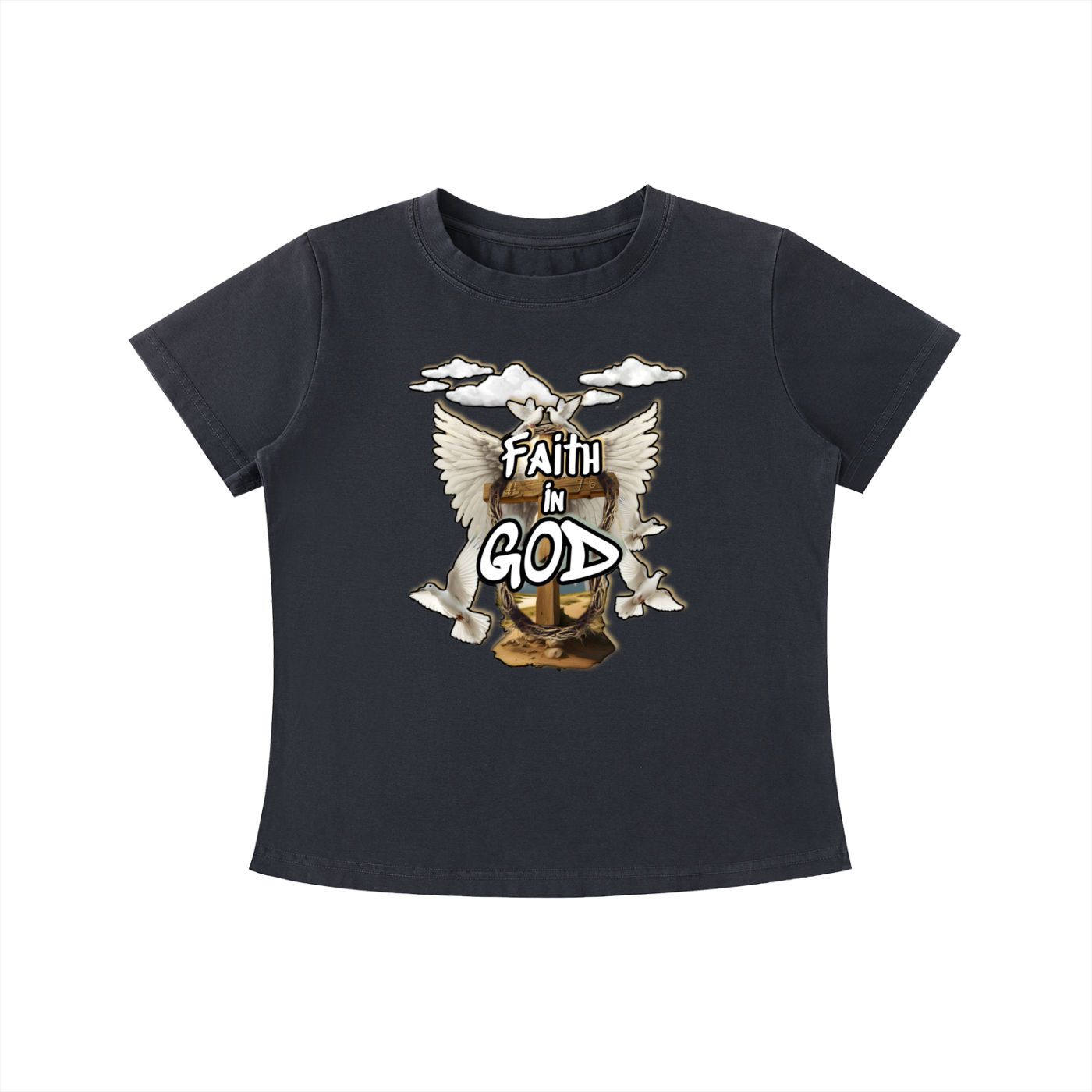 Women’s Faith in GOD Vintage Wash Slim Fit T-shirt
