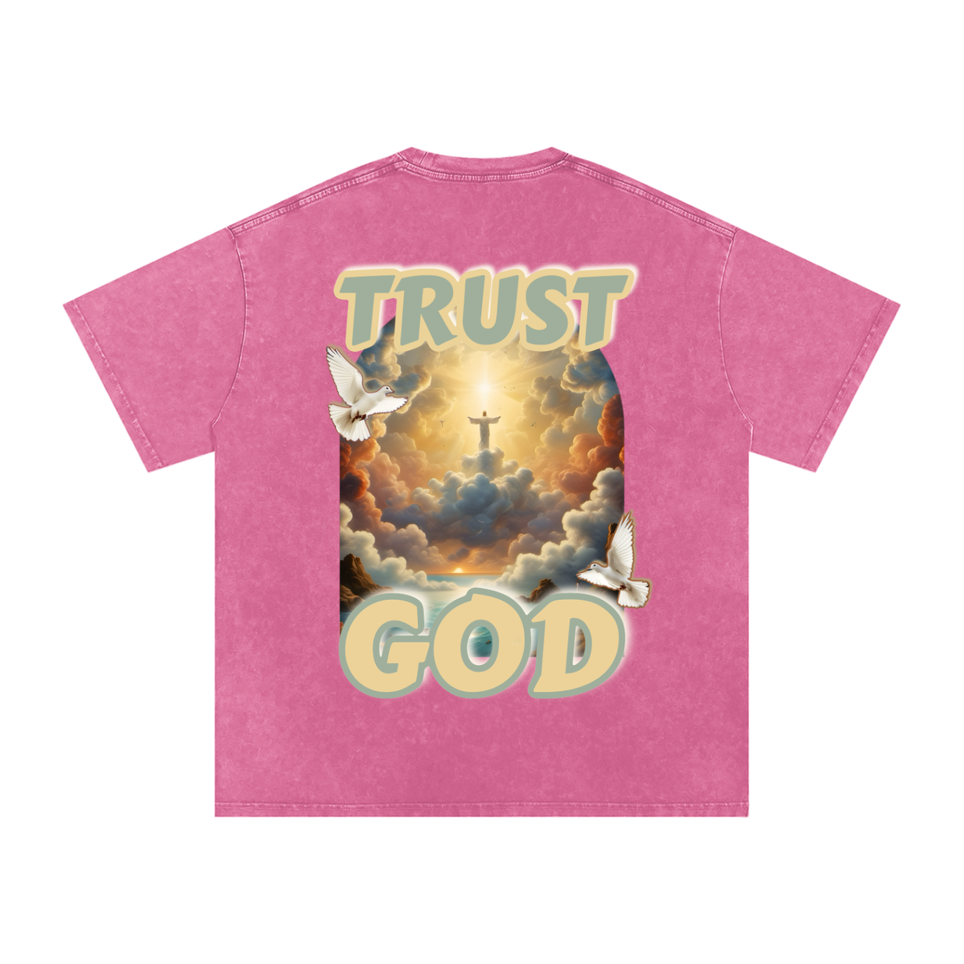 "TRUST GOD" Washed Oversized Cotton T-Shirt