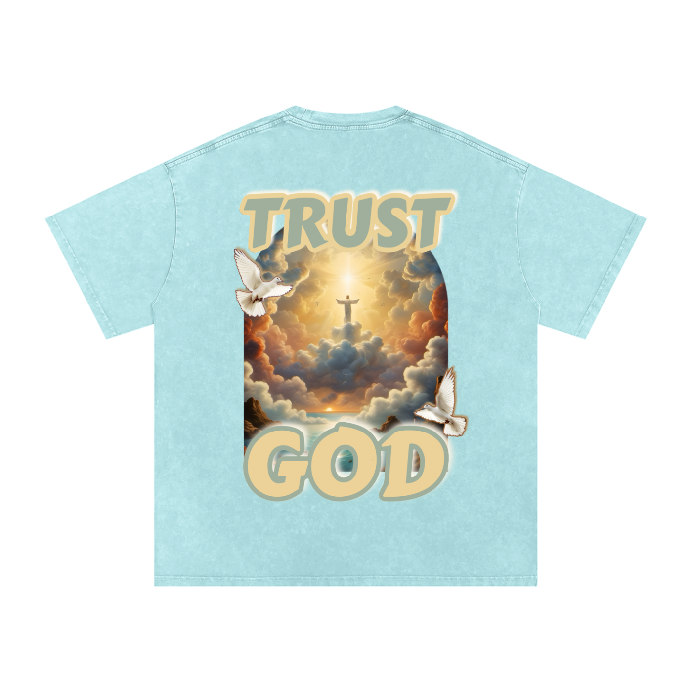 "TRUST GOD" Washed Oversized Cotton T-Shirt