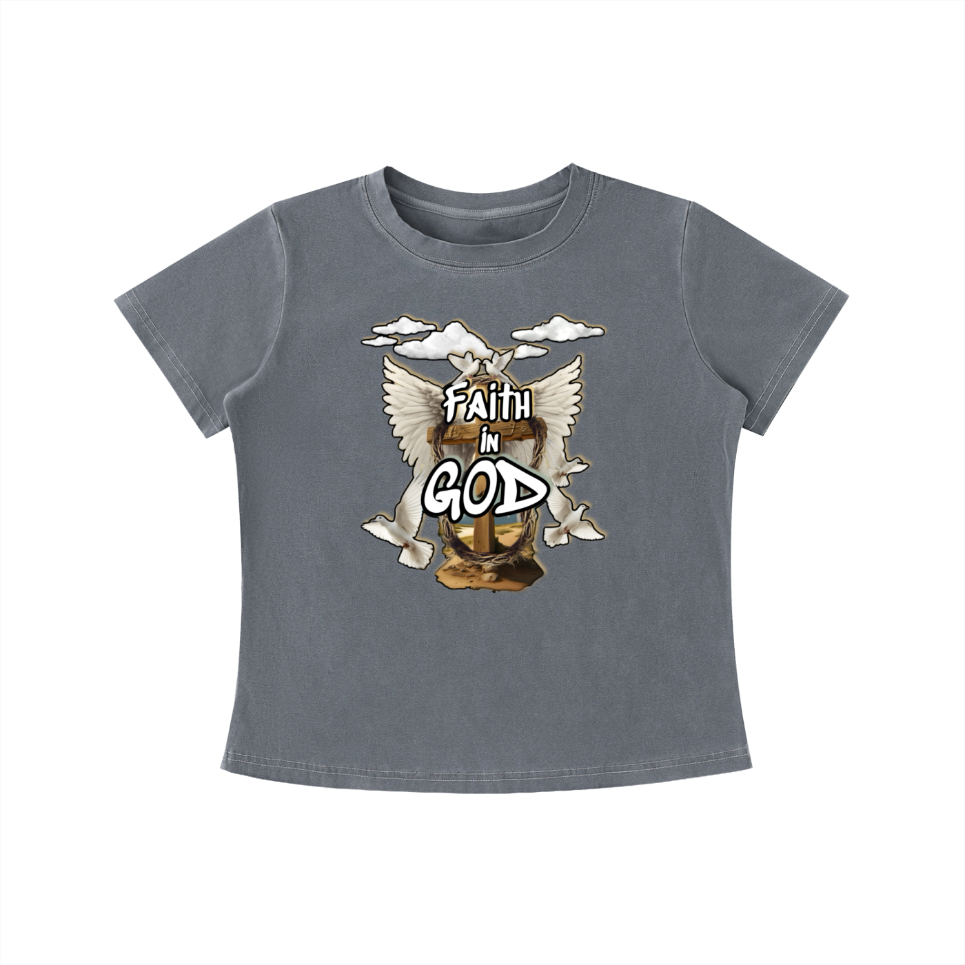Women’s Faith in GOD Vintage Wash Slim Fit T-shirt