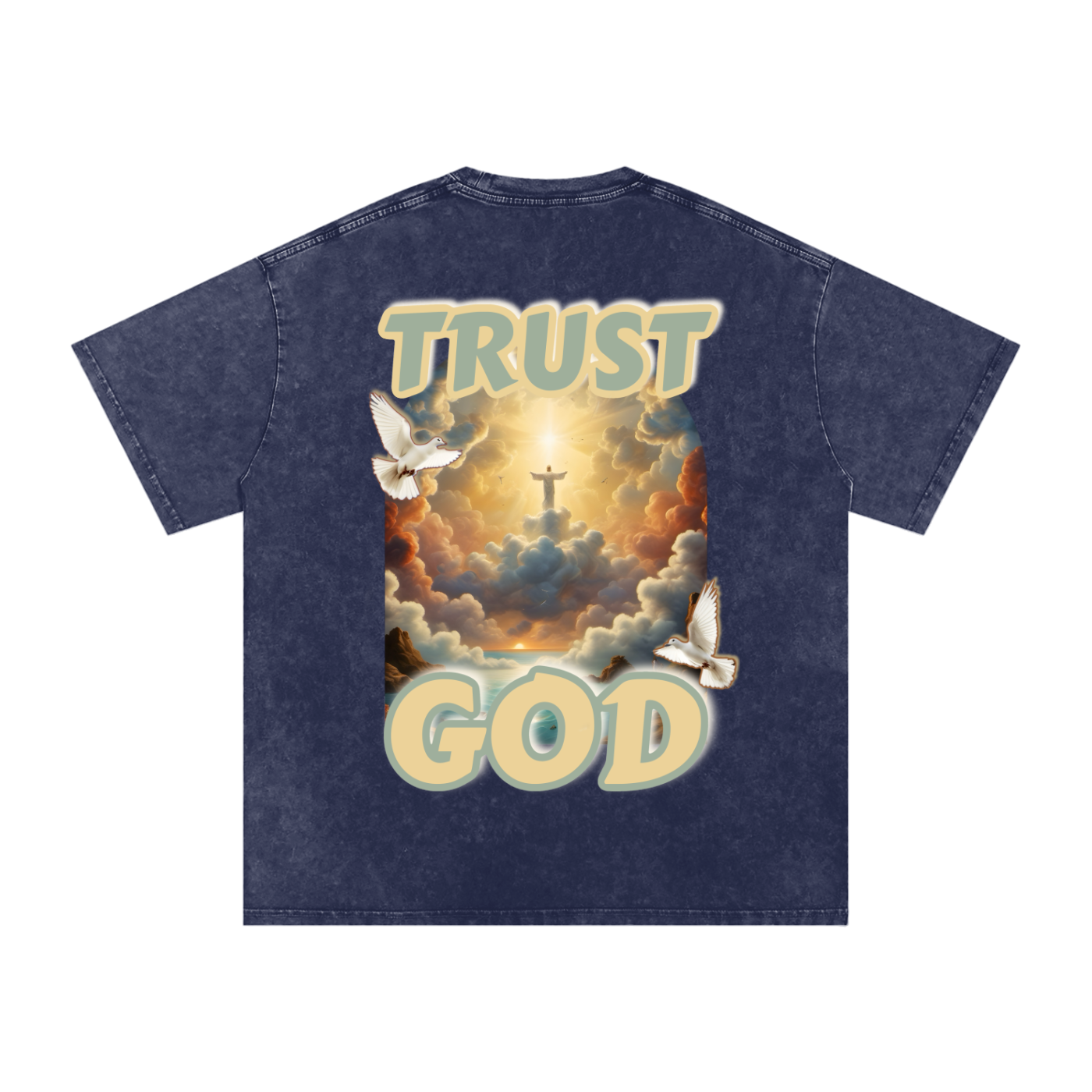 "TRUST GOD" Washed Oversized Cotton T-Shirt
