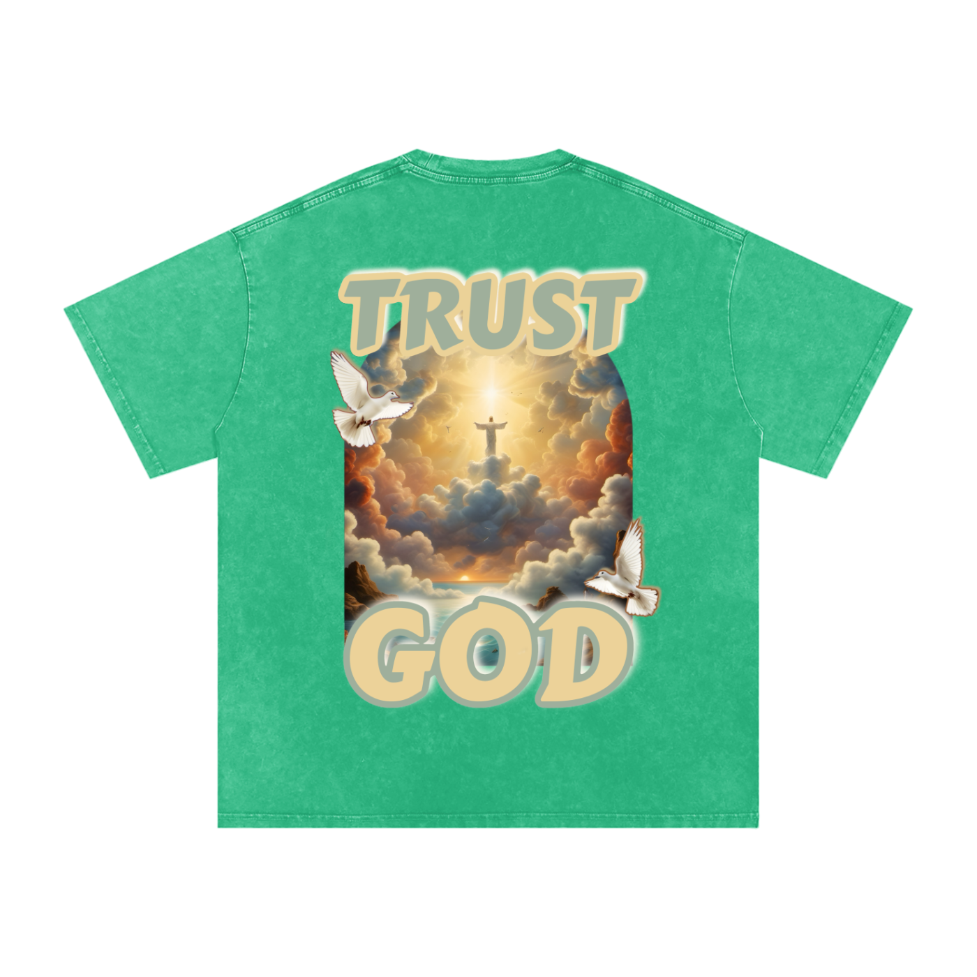 "TRUST GOD" Washed Oversized Cotton T-Shirt