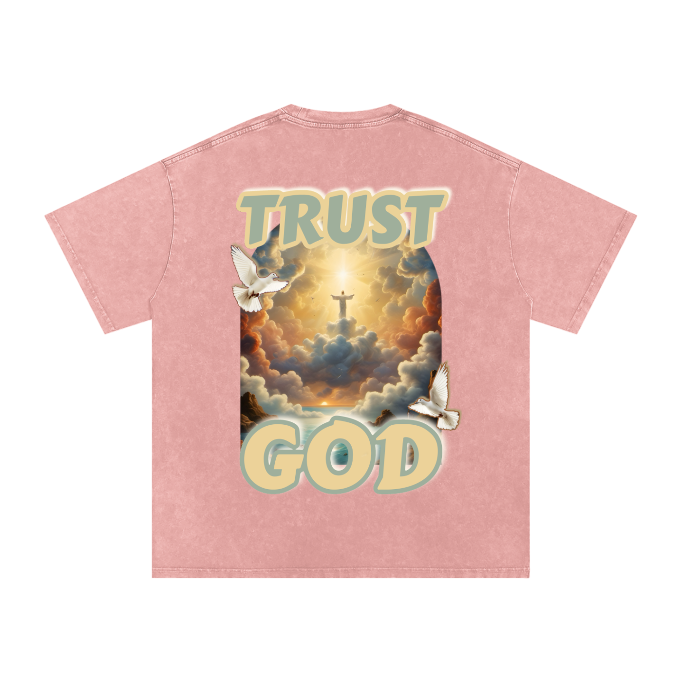 "TRUST GOD" Washed Oversized Cotton T-Shirt