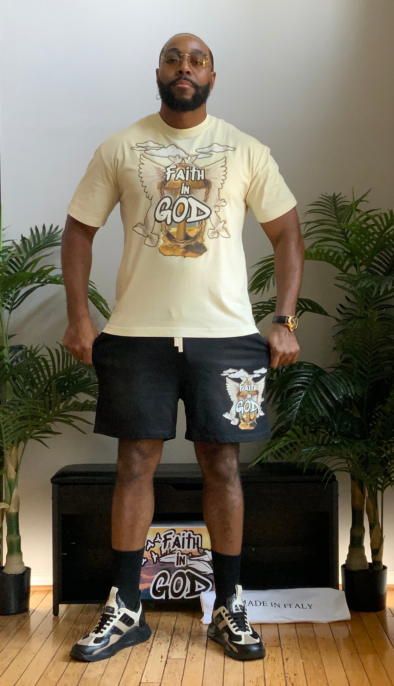 Faith in GOD Sun Fade Cotton Shorts