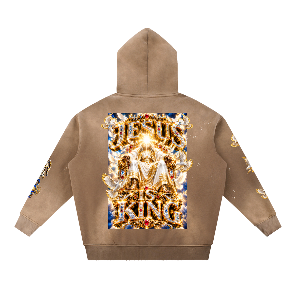 “JESUS IS KING” Vintage Washed Frayed Hoodie