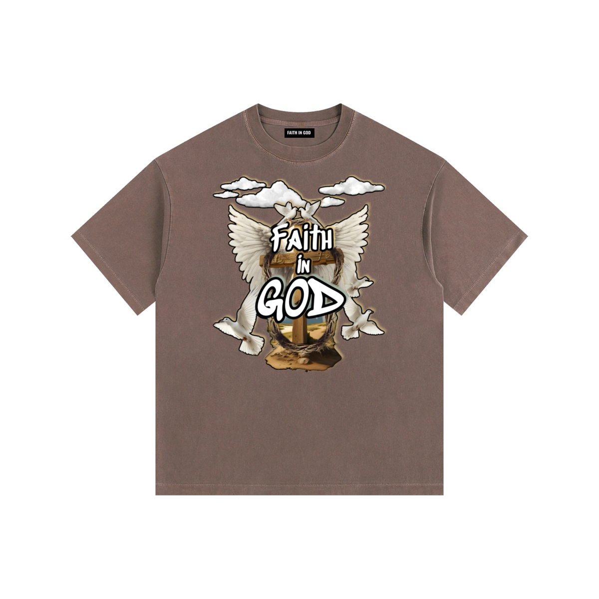 Faith in GOD Vintage Washed Oversized Tee