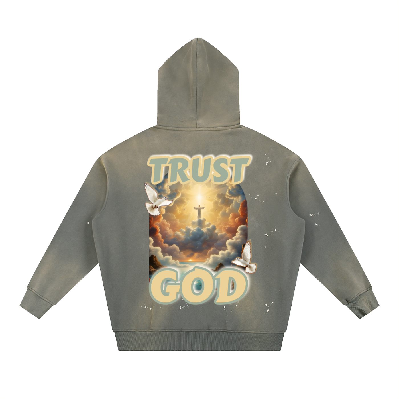 TRUST GOD Vintage Washed Frayed Hoodie
