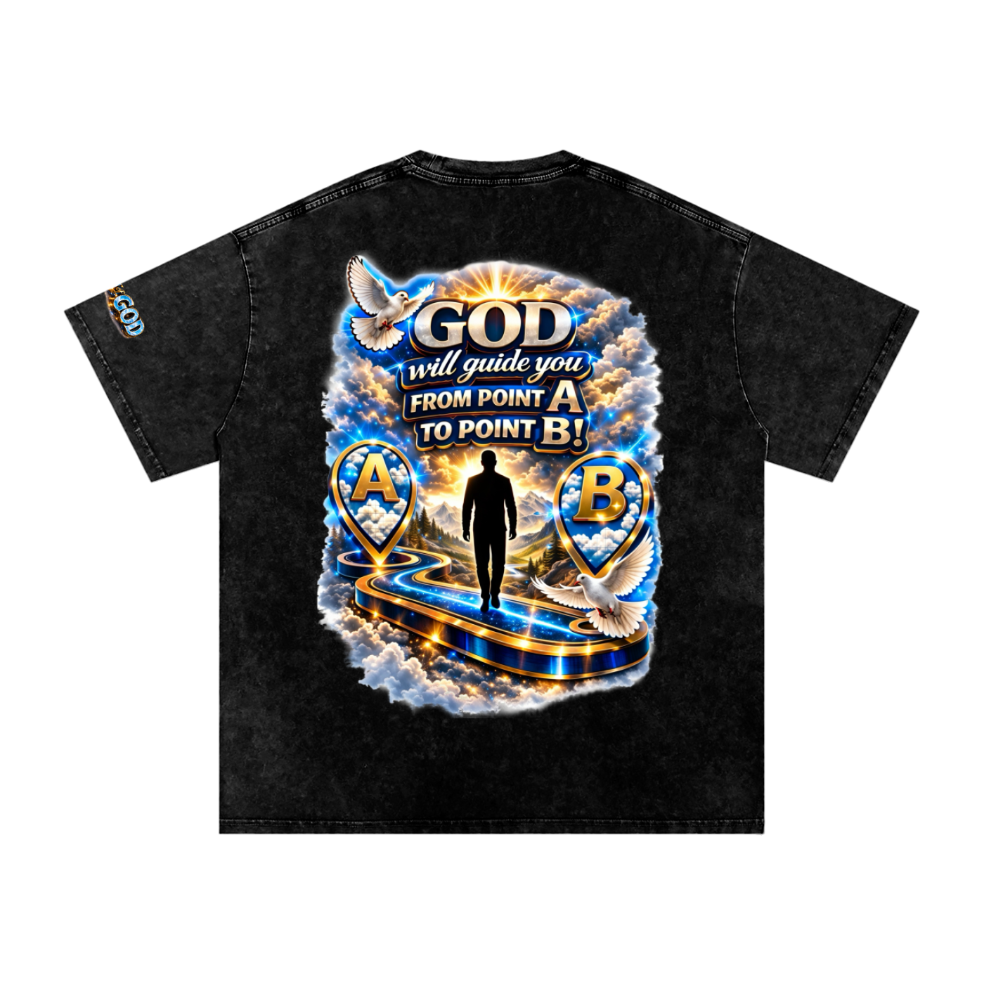 Man of GOD Walk By Faith Snow Washed Oversized Cotton T-Shirt