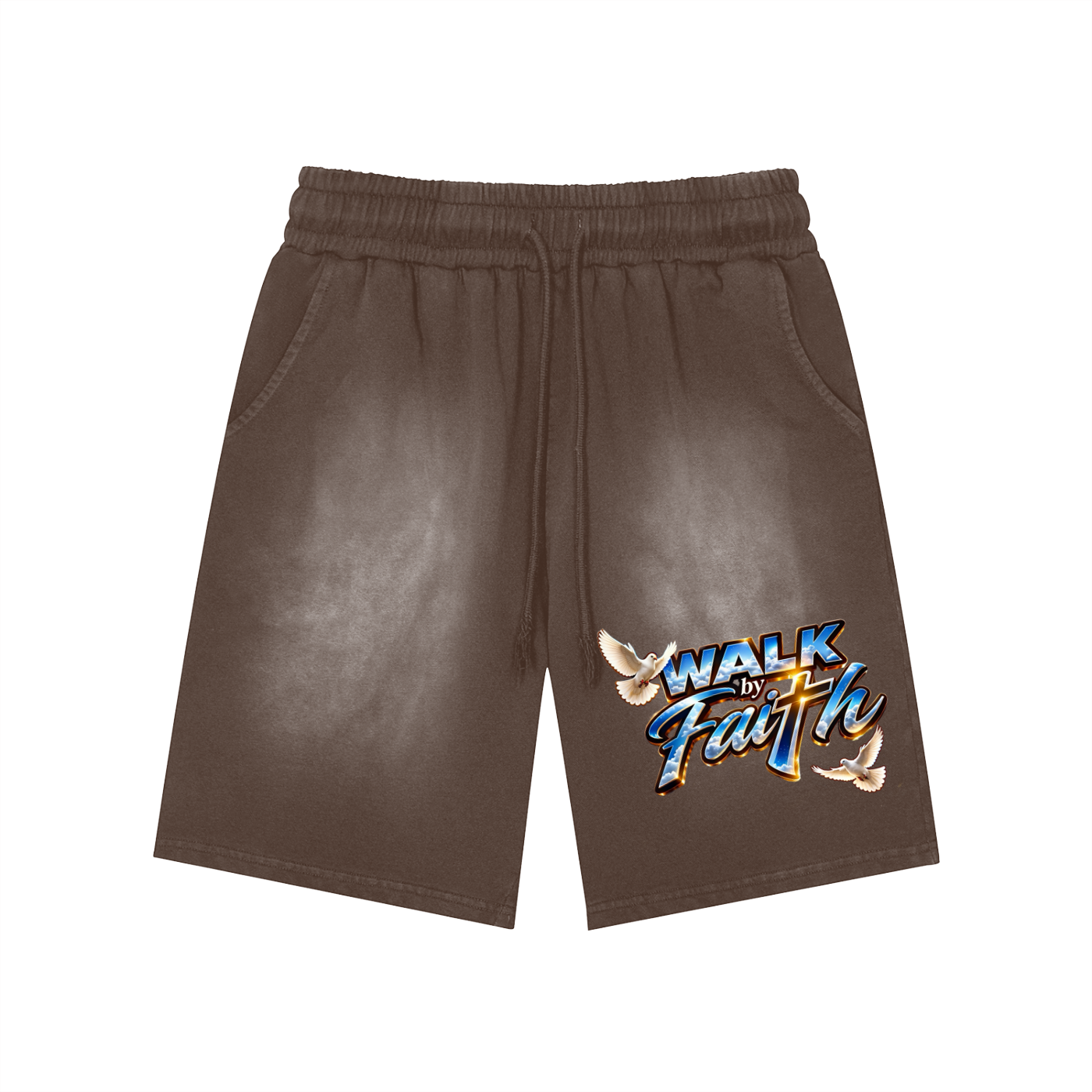 Walk By Faith Washed Shorts