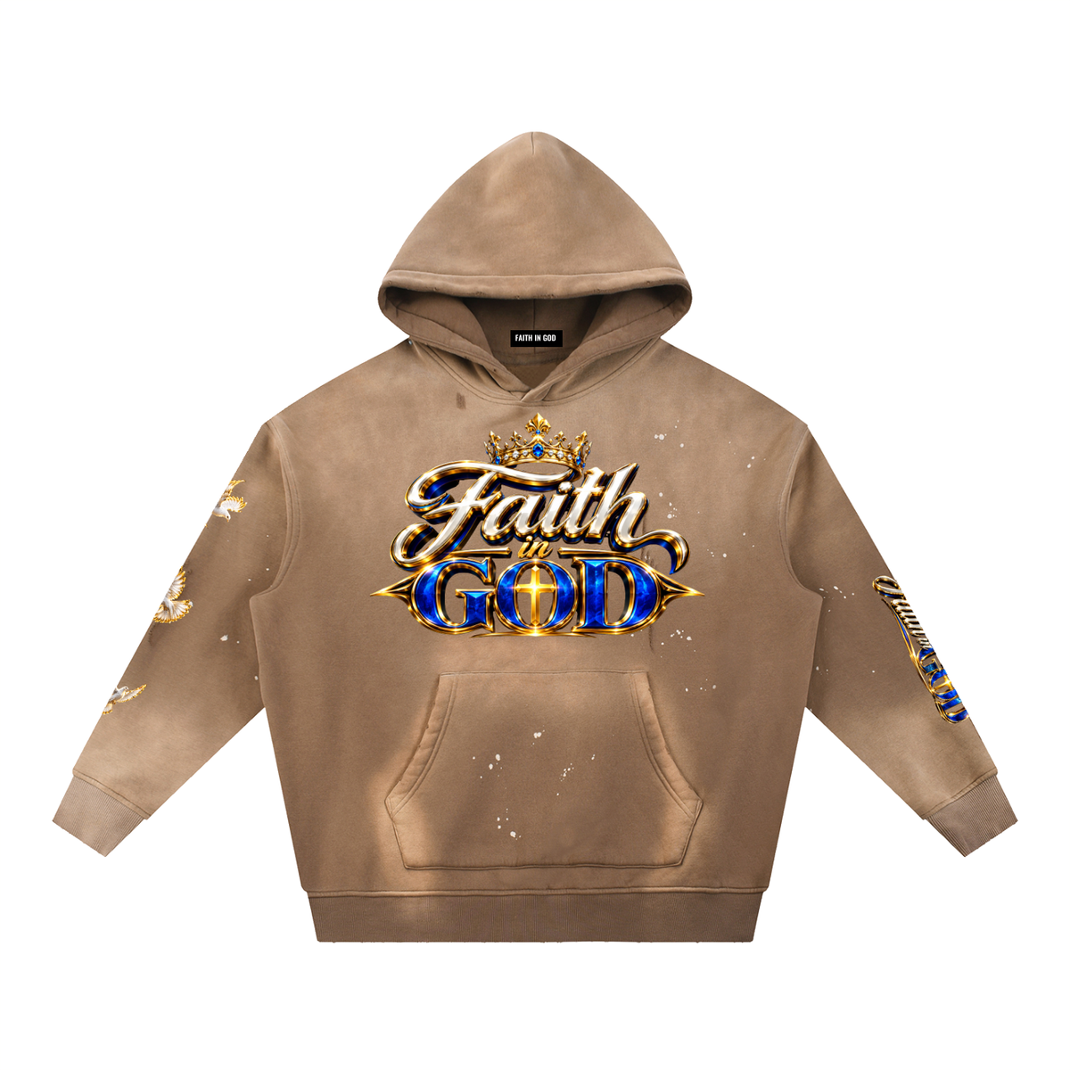 “JESUS IS KING” Vintage Washed Frayed Hoodie
