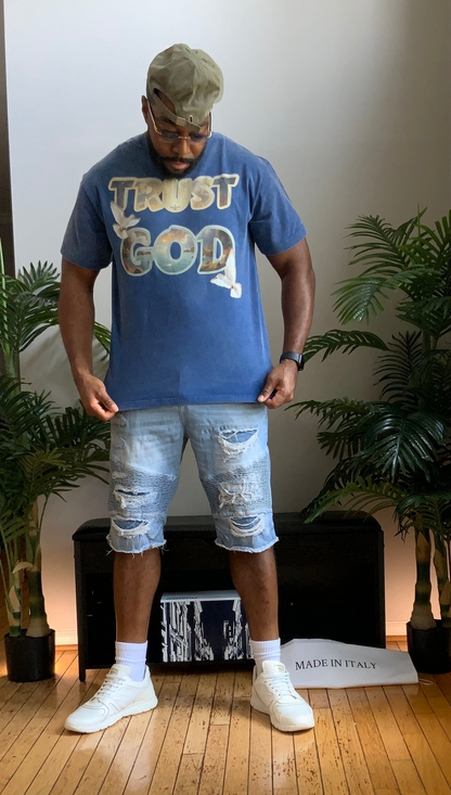 TRUST GOD Washed Oversized Cotton T-Shirt