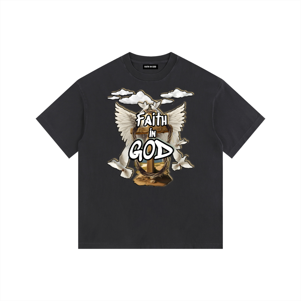 Faith in GOD Vintage Washed Oversized Tee