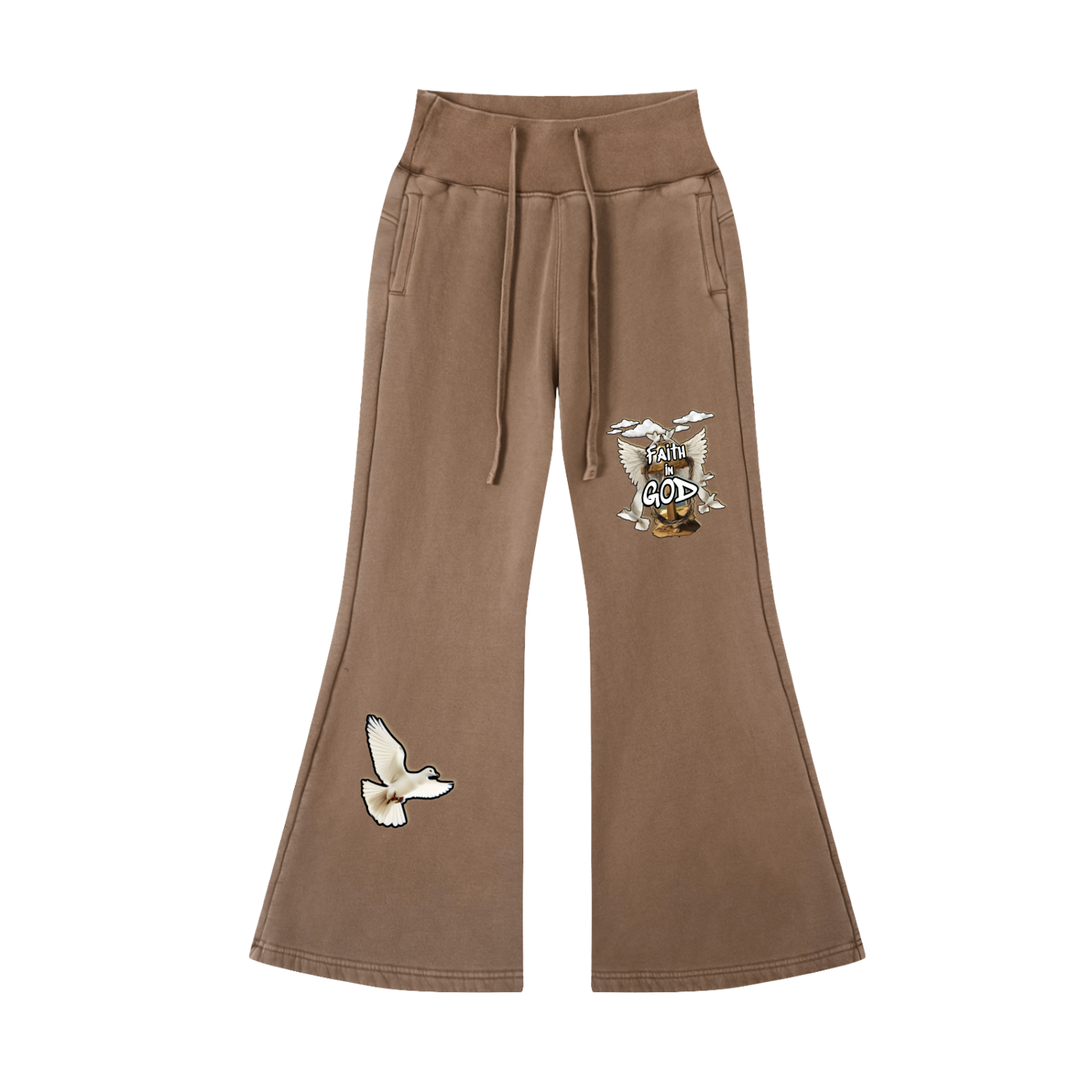 Faith in GOD Women’s Vintage Washed Flared Fleece Pants