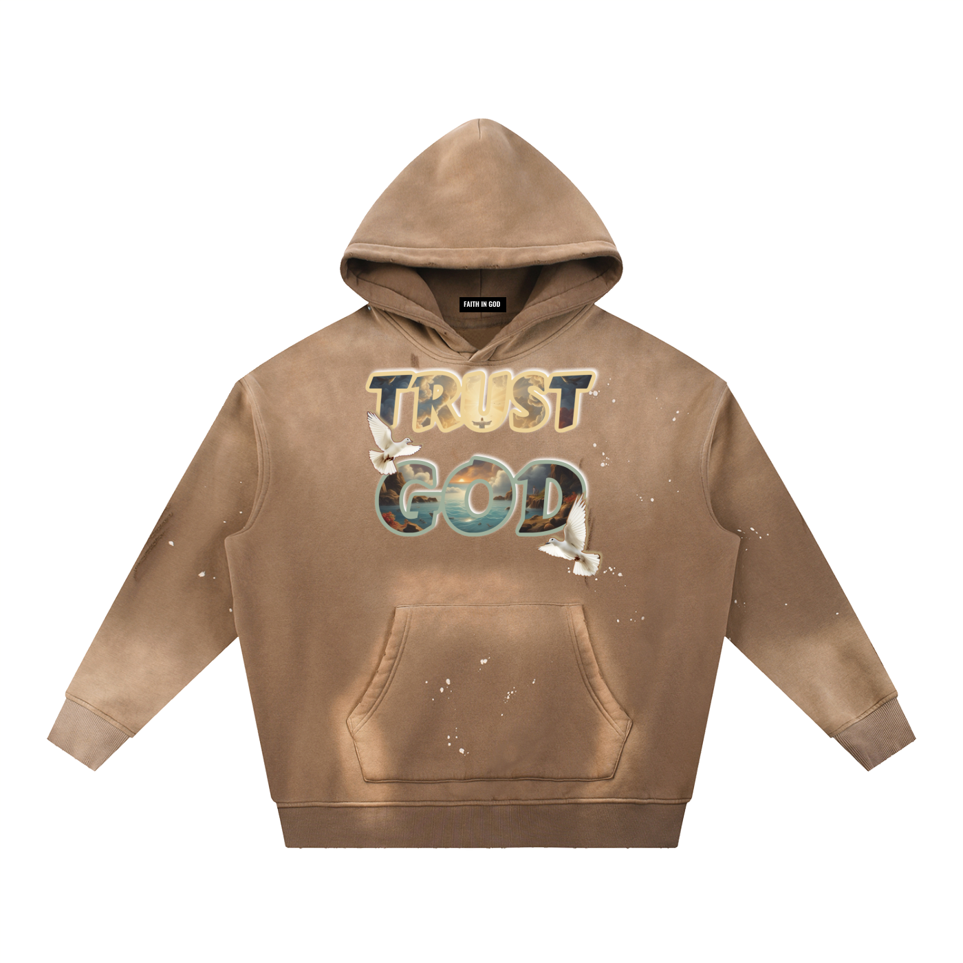 TRUST GOD Vintage Washed Frayed Hoodie