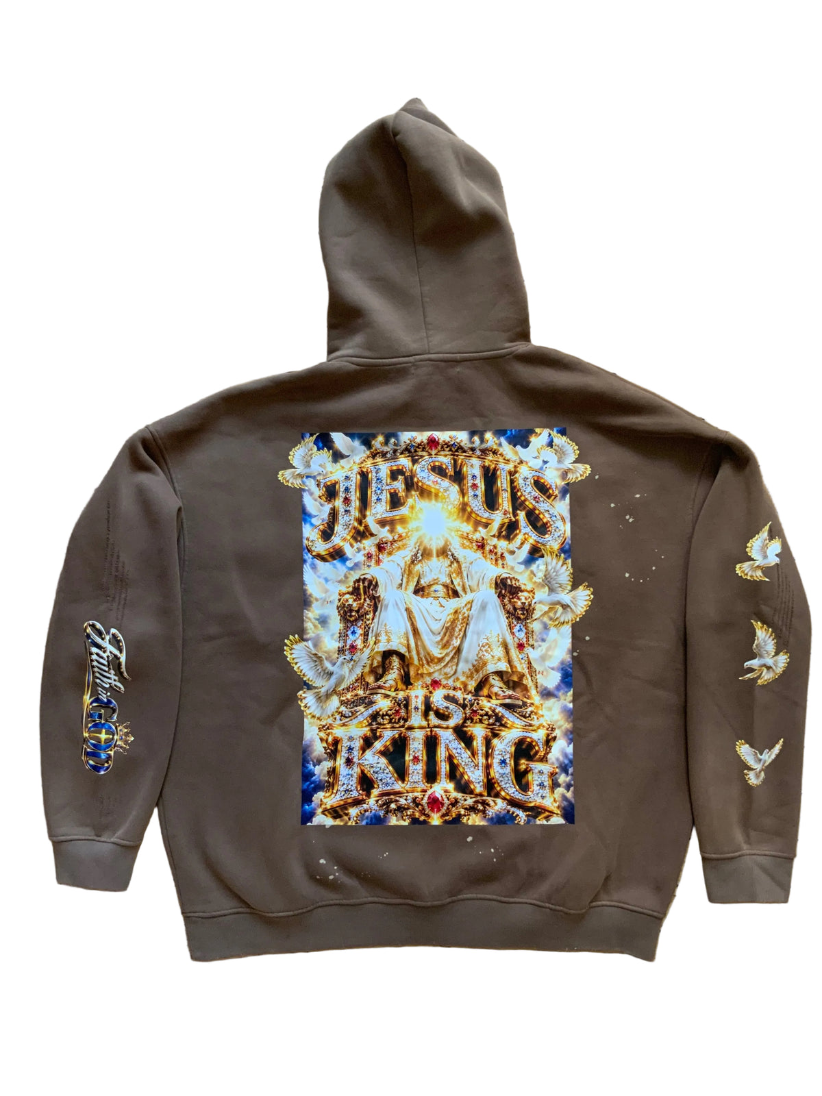 “JESUS IS KING” Vintage Washed Frayed Hoodie