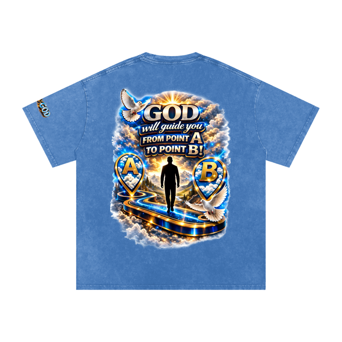 Man of GOD Walk By Faith Snow Washed Oversized Cotton T-Shirt
