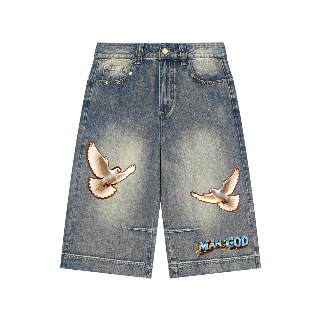 Vintage Wash Baggy Denim Shorts