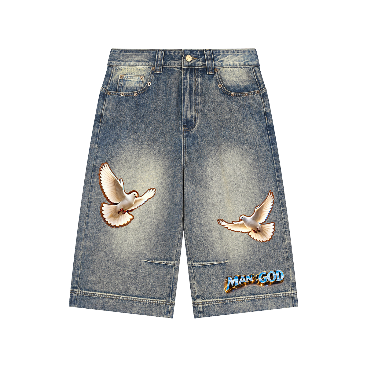 Faith in GOD Baggy Denim Shorts