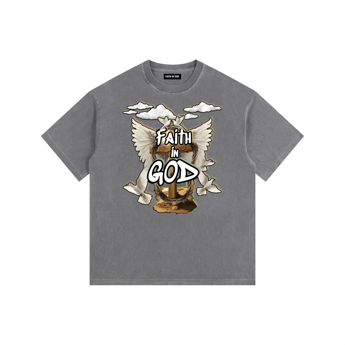 Faith in GOD Vintage Washed Oversized Tee