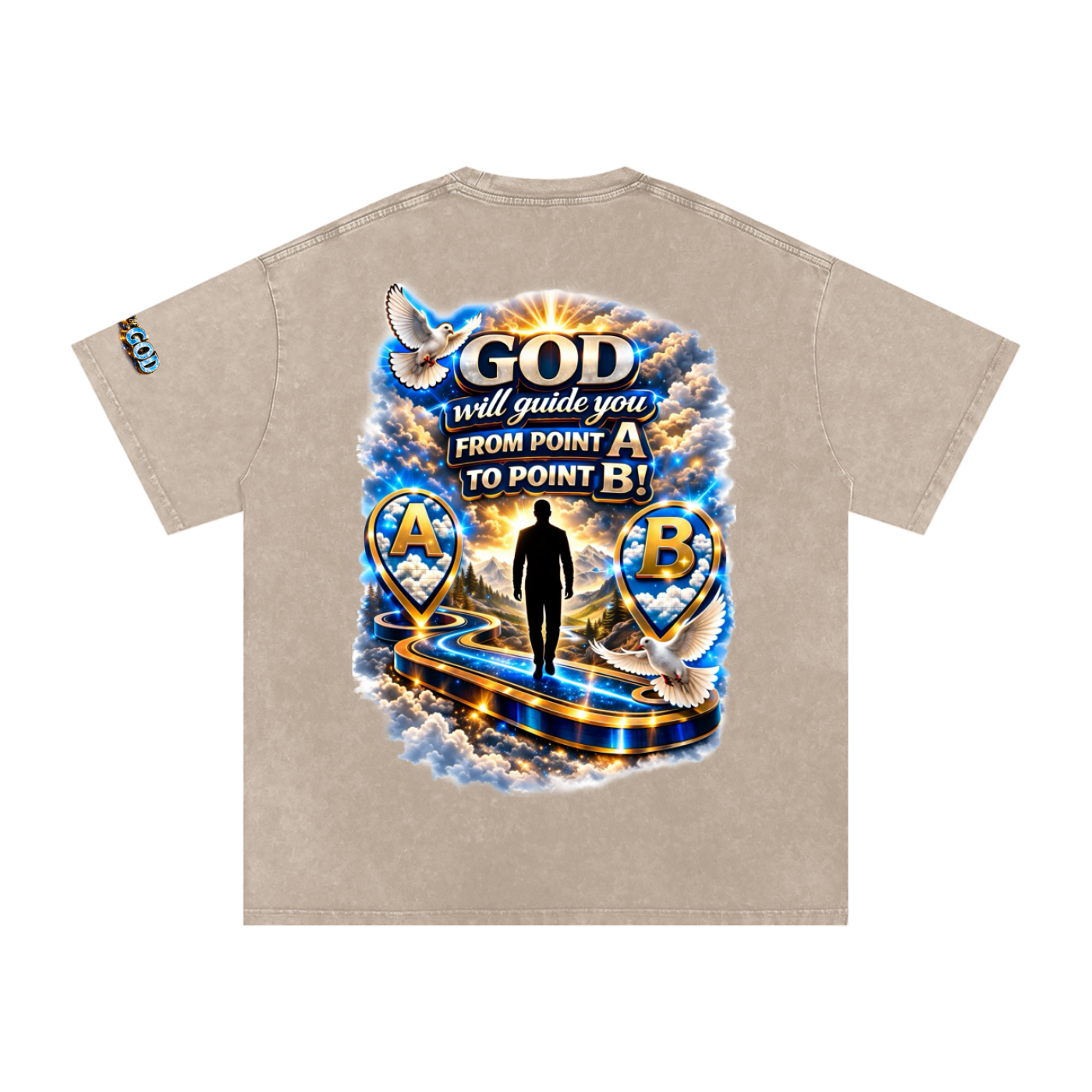 Man of GOD Walk By Faith Snow Washed Oversized Cotton T-Shirt