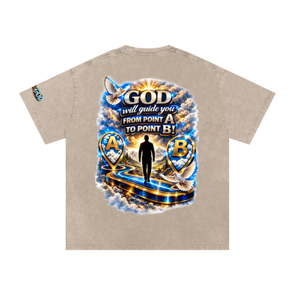 Man of GOD Walk By Faith Snow Washed Oversized Cotton T-Shirt