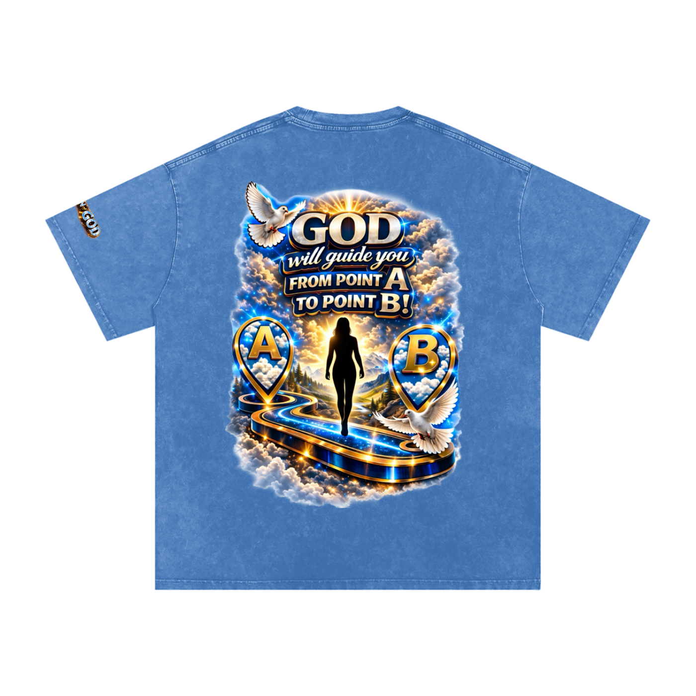 Women of GOD Walk by Faith Snow Washed Oversized Cotton T-Shirt