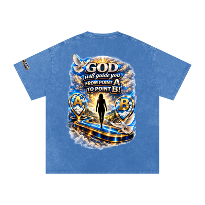 Women of GOD Walk by Faith Snow Washed Oversized Cotton T-Shirt