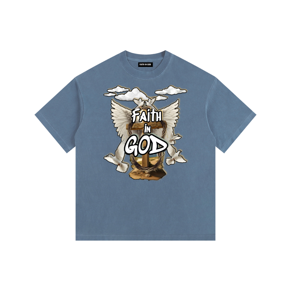 Faith in GOD Vintage Washed Oversized Tee