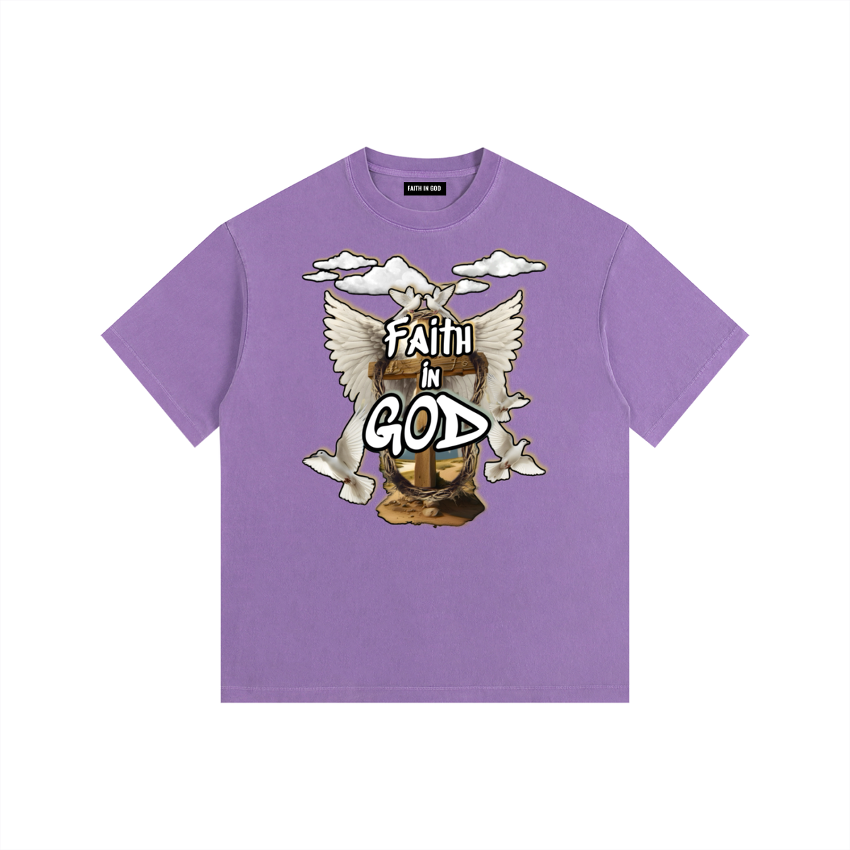 Faith in GOD Vintage Washed Oversized Tee