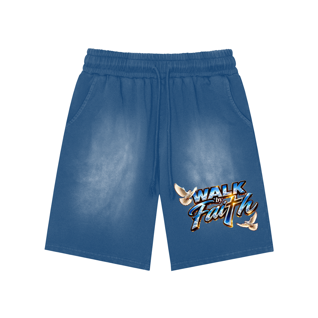 Rectangle Patch Monkey Washed Shorts